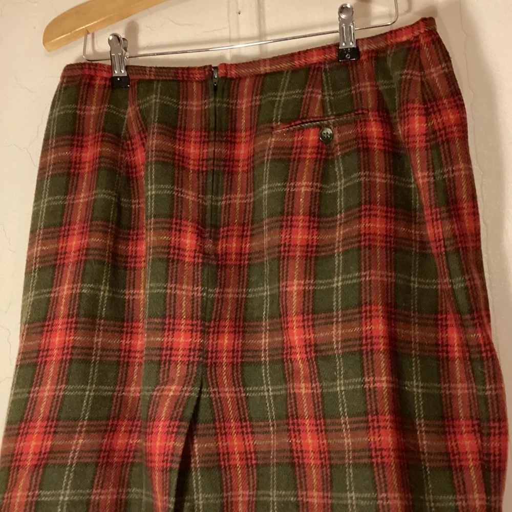 Easy Pieces Plaid Skirt size 16 Vintage 16' across Red & Green USA wool poly - Picture 5 of 8